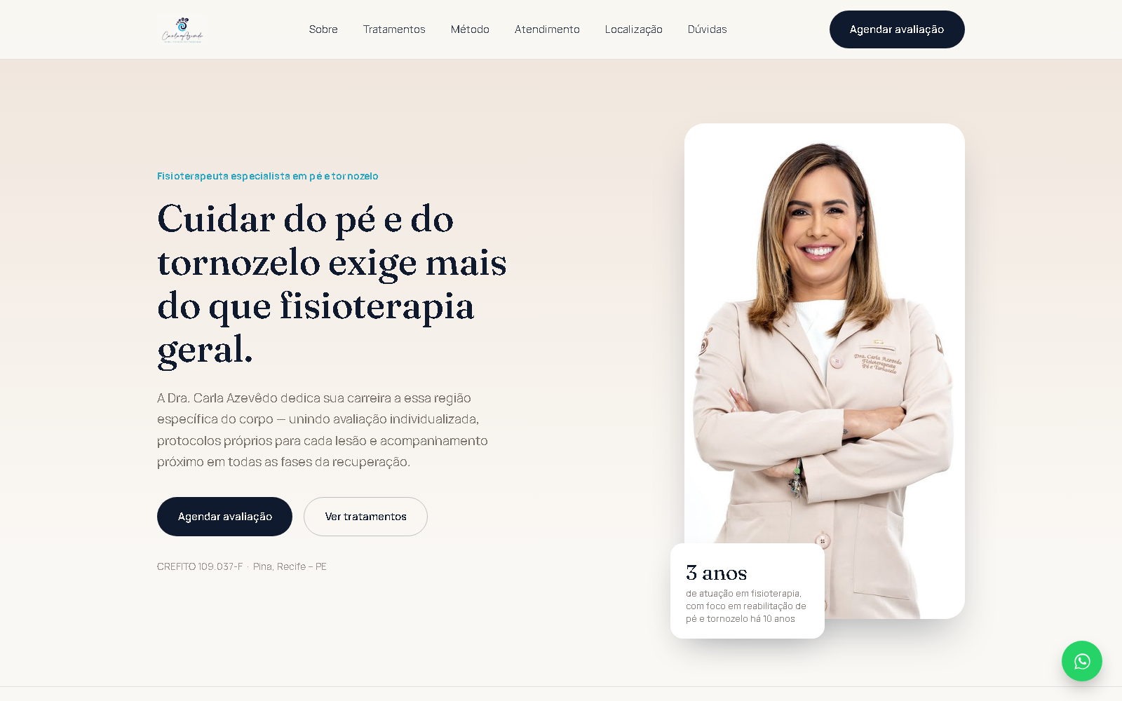 Captura de tela do site Dra. Carla Azevêdo